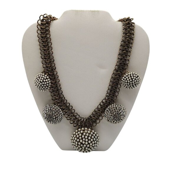 Chico's Runway Haute Couture Domed Rhinestones Faux Pearls Gold-Tone Necklace - Picture 1 of 8